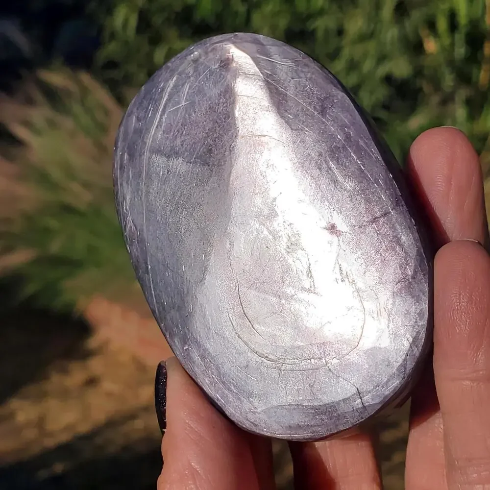 Brazilian Purple Mica Double Side Flash Crystal Palmstone Freeform 132 Grams
